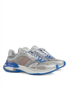Gucci Silver and Blue Men's Running Sneakers